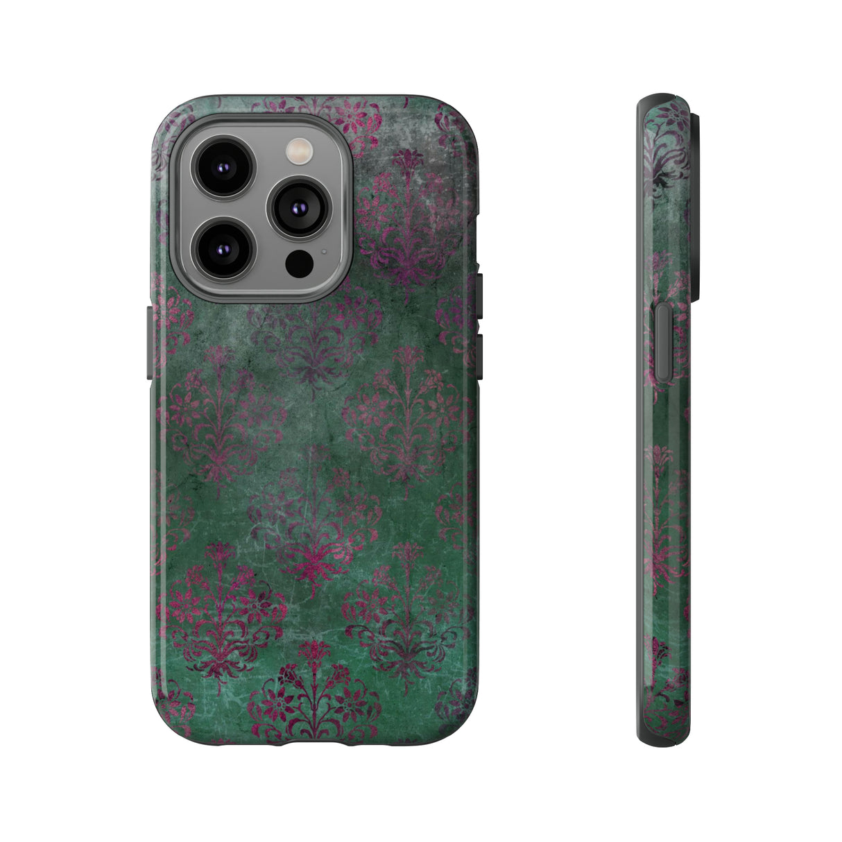 Green Damask Gothic Flower - Protective Phone Case