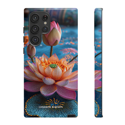 Vibrant Lotus Embroidery - Tough Samsung S22 Phone Case