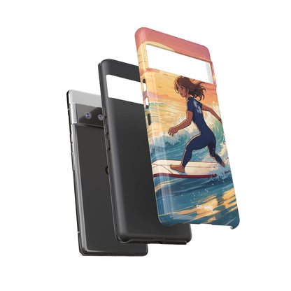 Surfing Into Sunset - Google Pixel Case