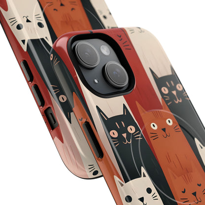 Elongated Cats Black iPhone 15 Case - Tough+