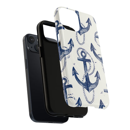 Navy Anchor Tapestry iPhone 14 - Tough+