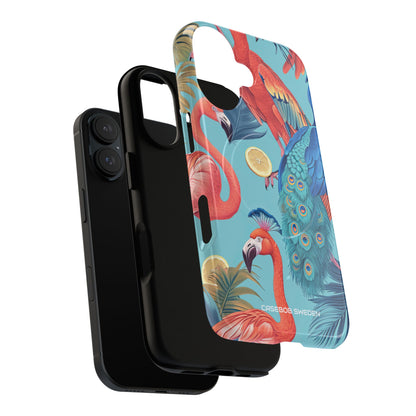 Tropical Flamingo Bliss - Tough + MagSafe® iPhone 16 Phone Case