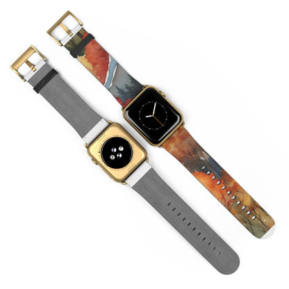 Snowcapped Ember Mountains - Watch Band