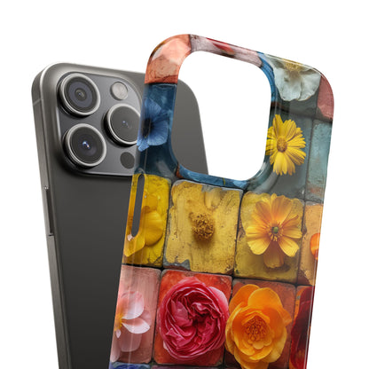 Vibrant Floral Tiles - Slim iPhone 15 Phone Case