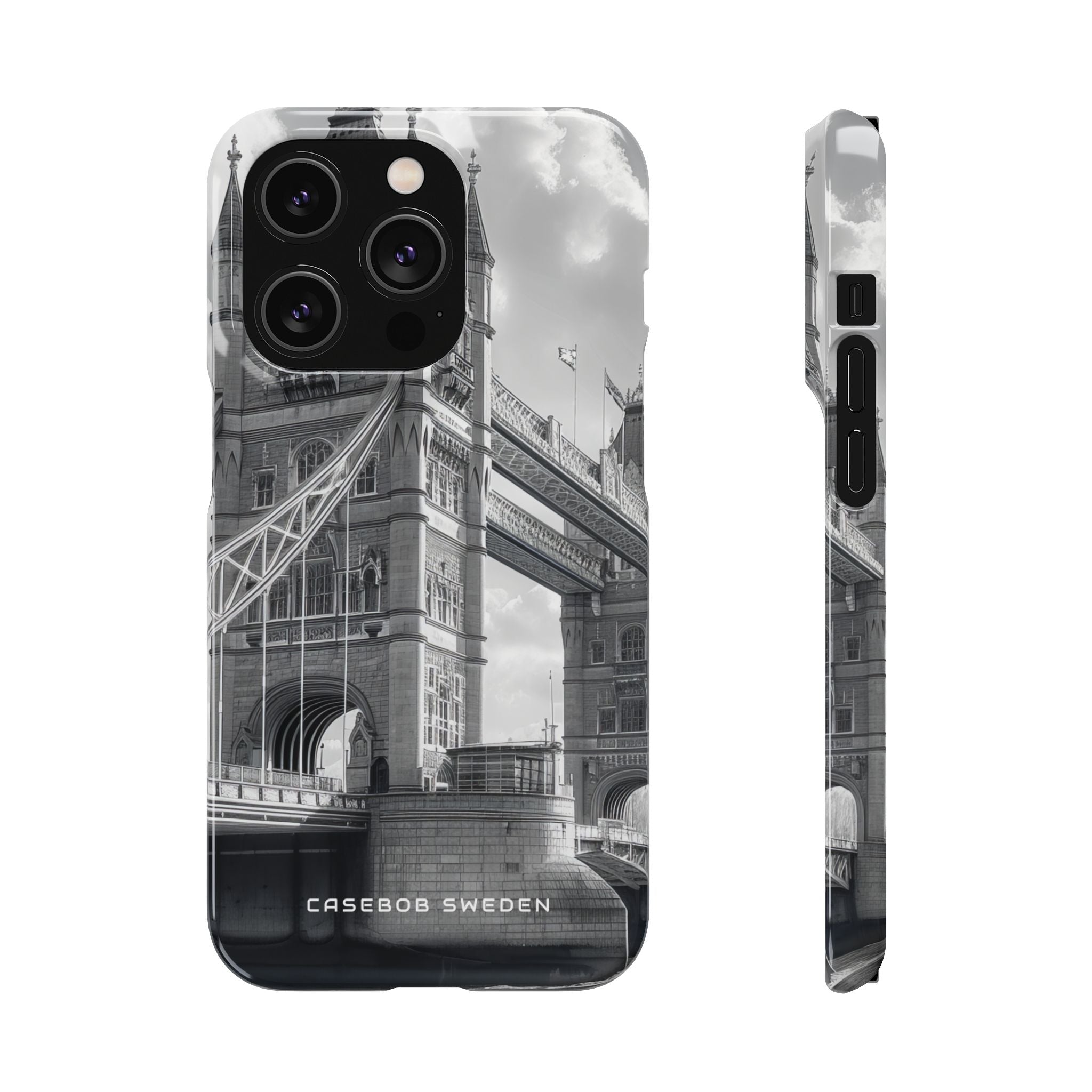 Tower Bridge Monochrome Architecture Study iPhone 14 - Slim Phone Case