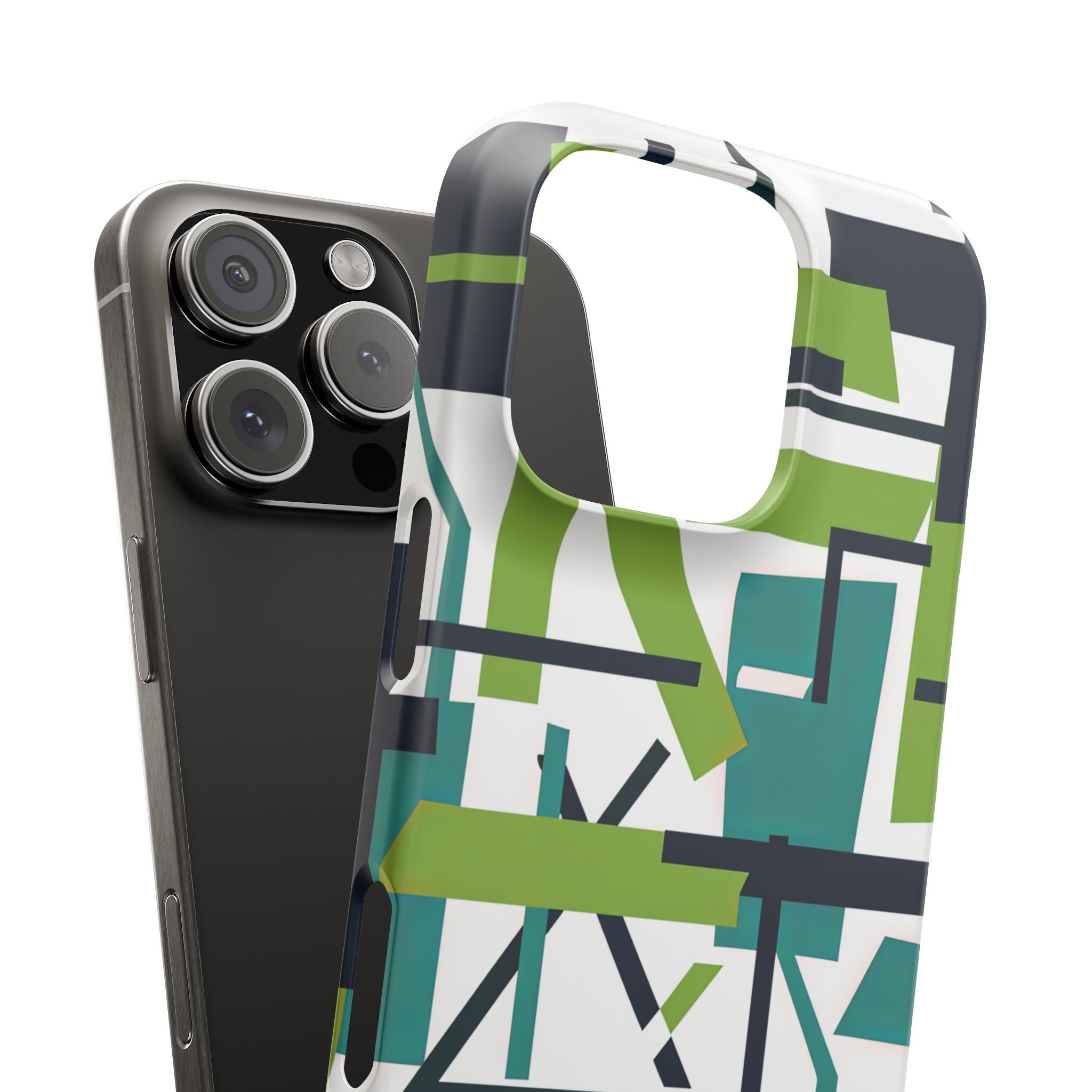 Green Geometry Glide iPhone 16 - Slim Phone Case