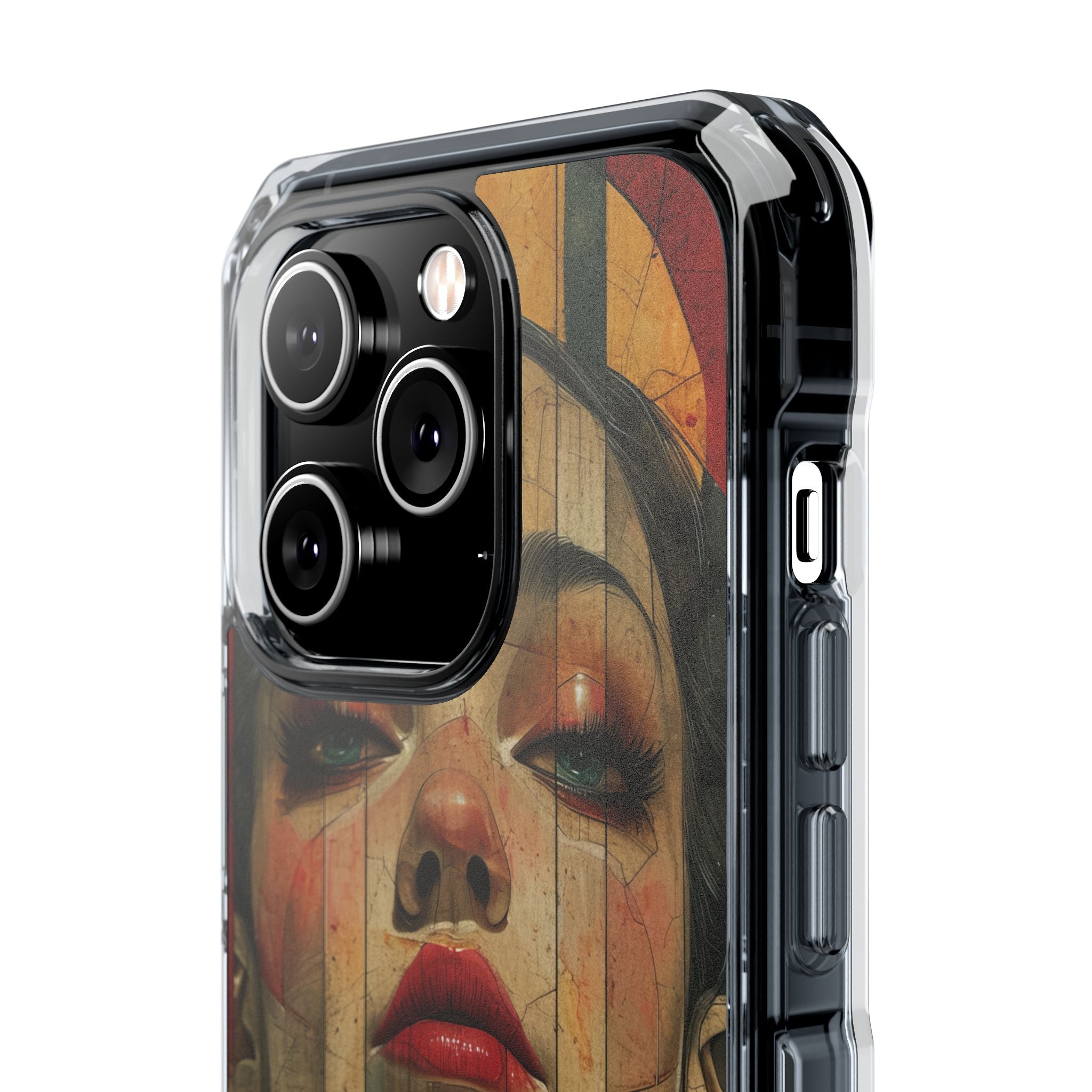 Bold Art Deco Portrait - Clear Impact iPhone 14 Phone Case