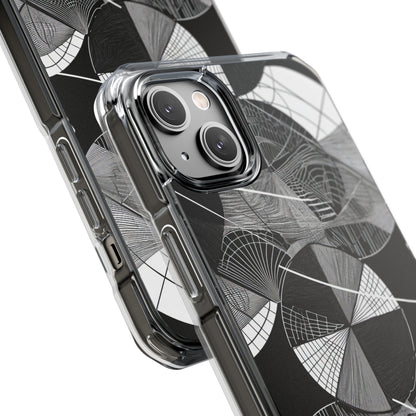 Monochrome Circle Maze iPhone 14 - Impact Clear+