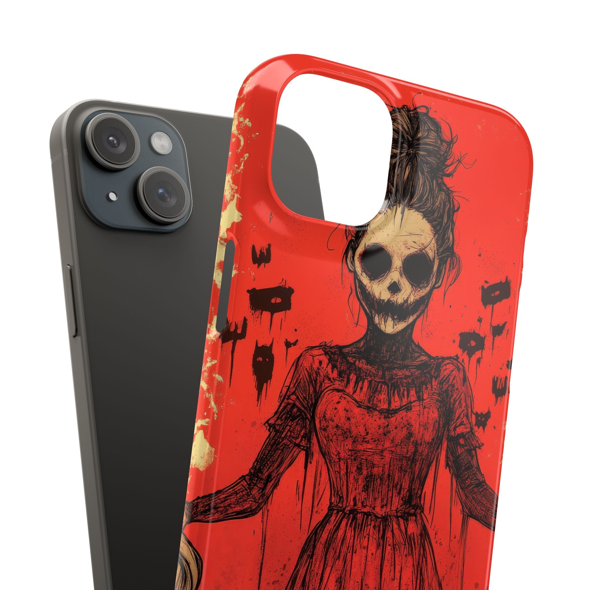 Haunting Scarlet Descent iPhone 15 - Slim Phone Case