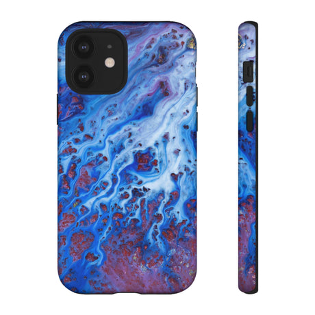 Ice Blue River Ink Art iPhone Case (Protective) iPhone 12 Glossy Phone Case