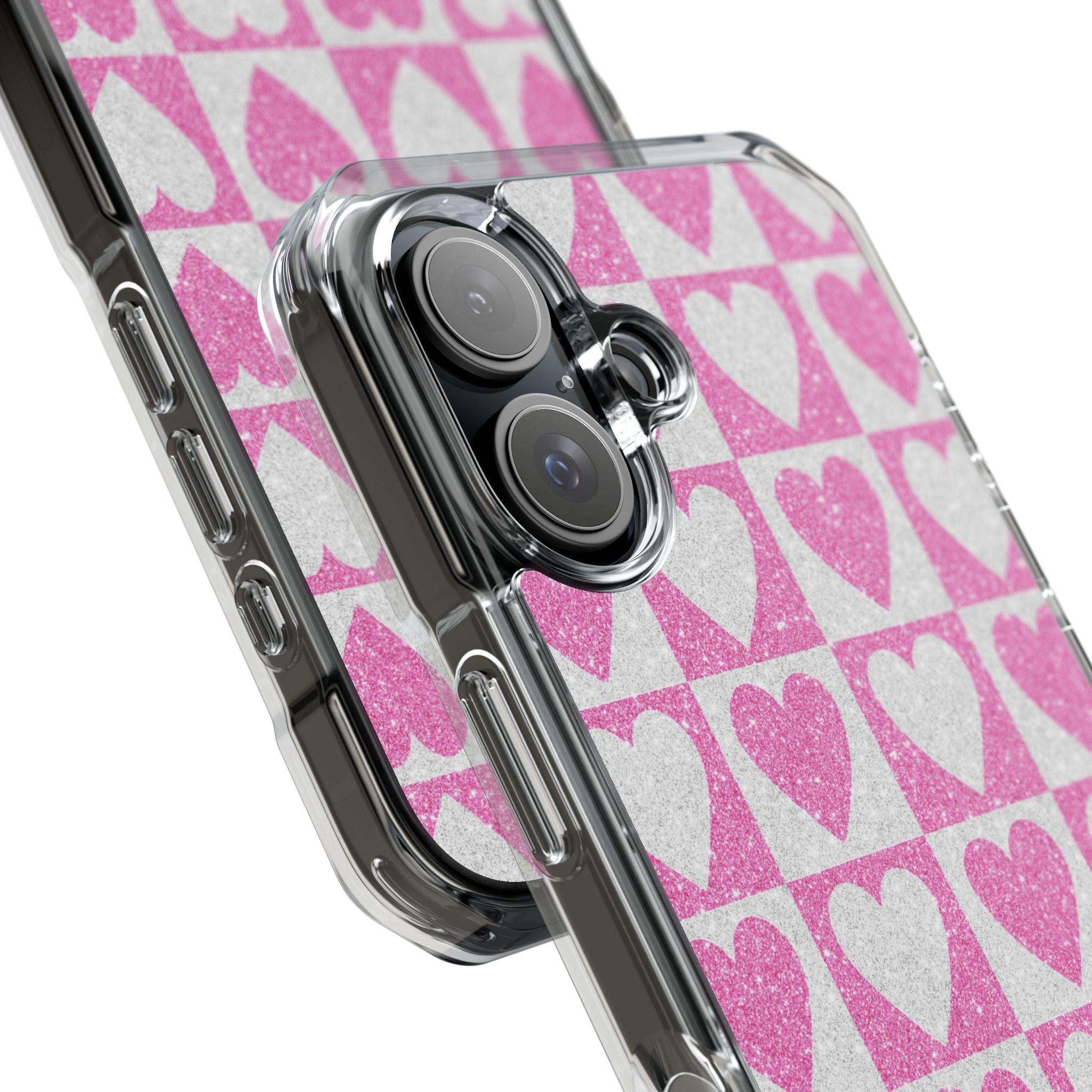 Glitter Heart Grid iPhone 16 Case - Impact