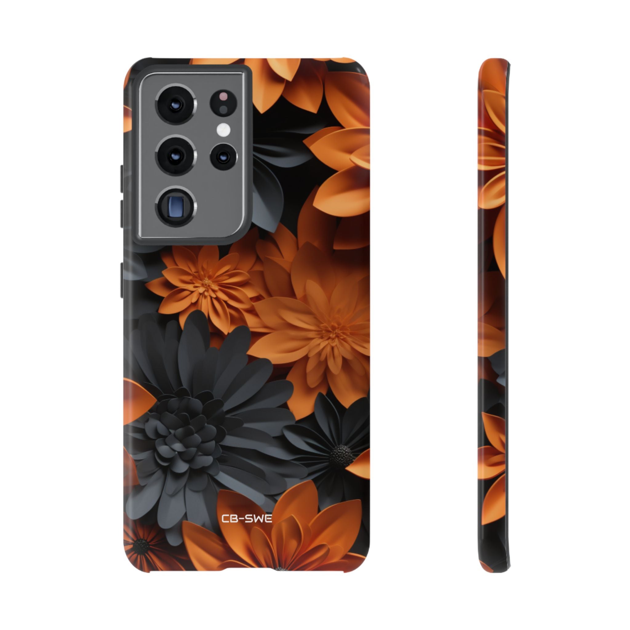 Graphical Orange Florals - Samsung Case