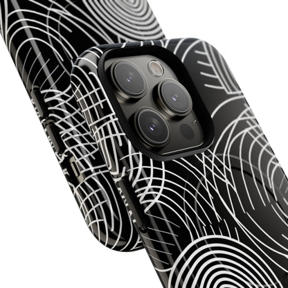 Monochrome Spiral Curves iPhone 14 - Tough+