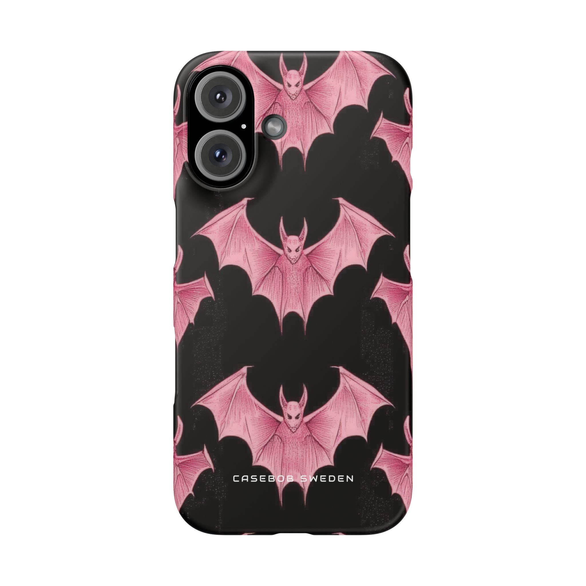 Gothic Pink Bats Aflame iPhone 16 - Schlanke Handyhülle