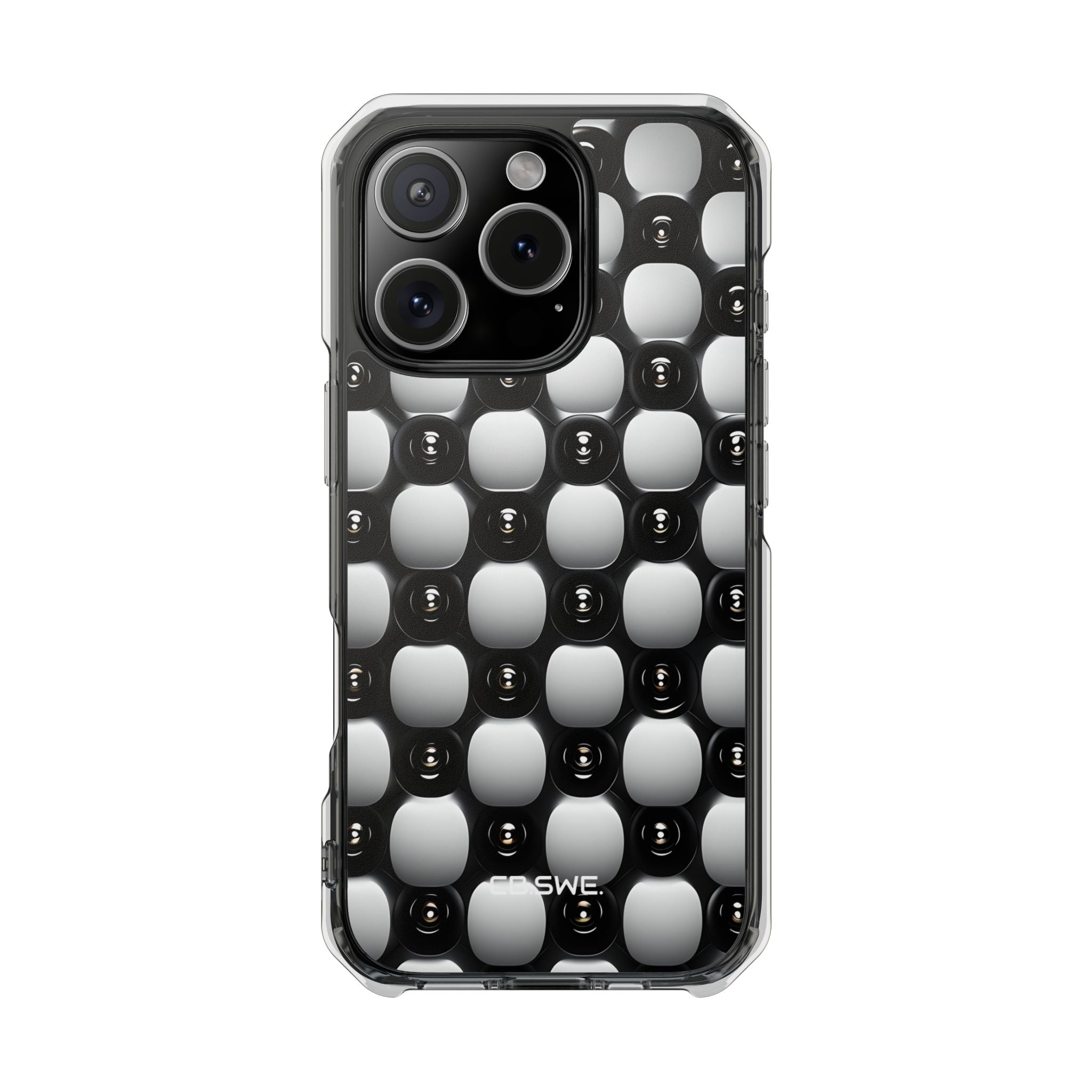 Monochrome Circle Grid iPhone 16 - Impact Clear+