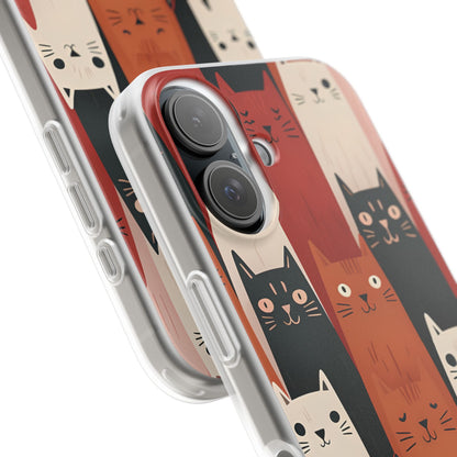 Elongated Cats Black iPhone 16 Case - Soft