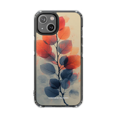 Orange Gray Leaves - Clear Impact iPhone 14 Phone Case