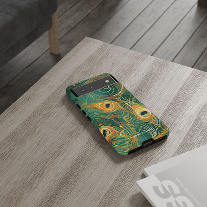 Peacock Elegance in Teal and Gold Google Pixel 6 - Tough Phone Case