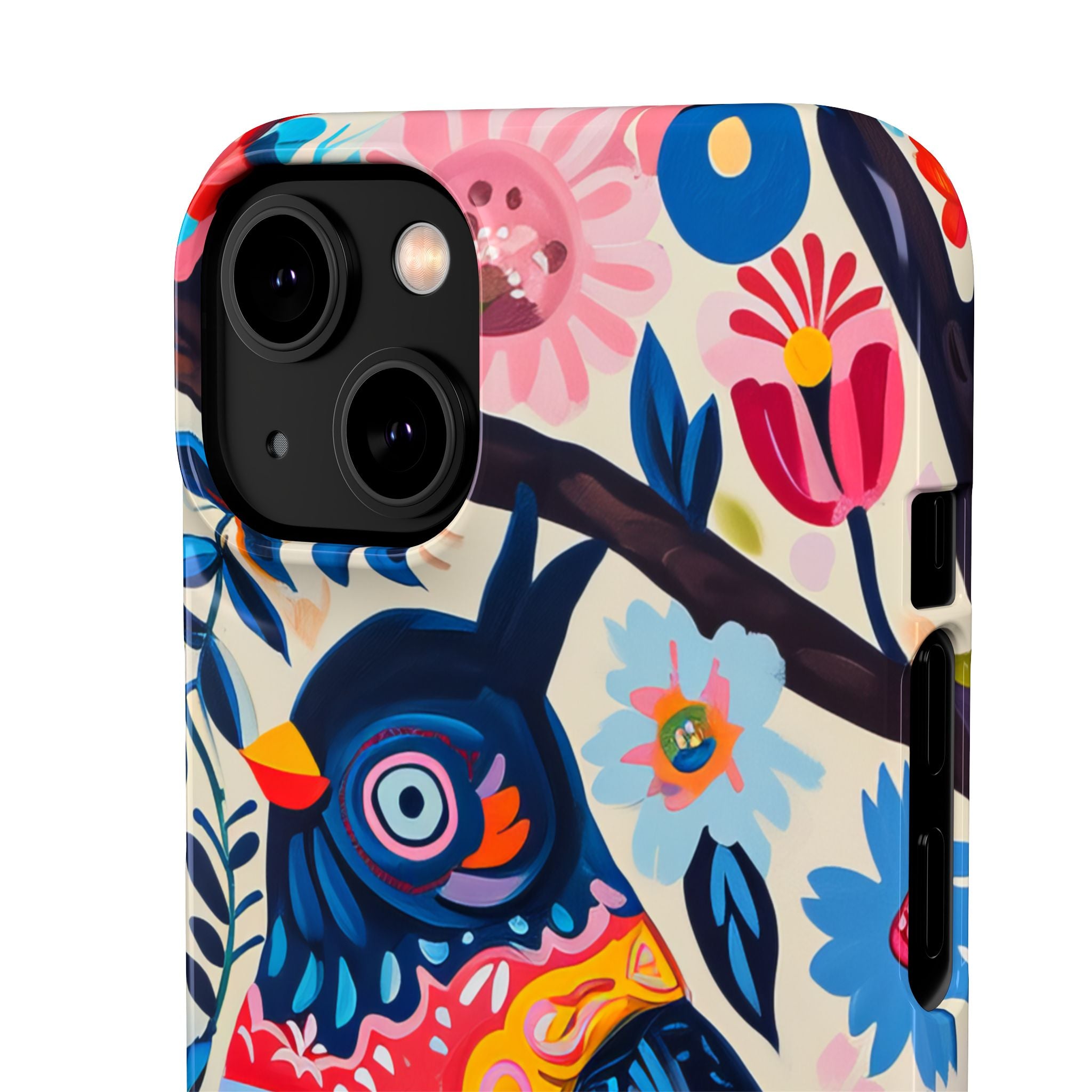 Whimsical Vintage Owl with Floral Charm iPhone 14 - Slim Phone Case