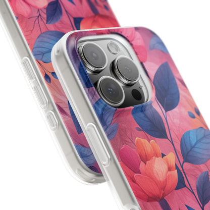 Pink Blue Floral - Flexi iPhone 16 Phone Case