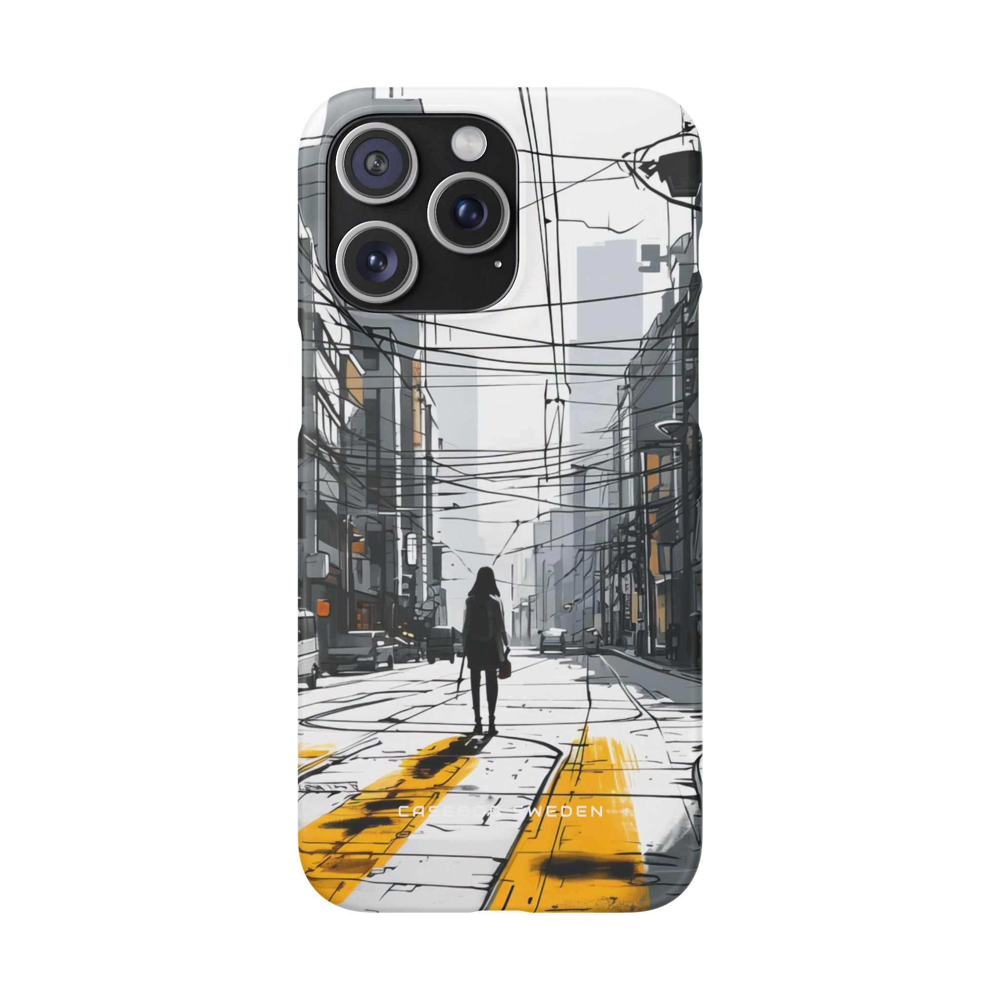 Urban Noir Streetscape iPhone 15 - Slim Phone Case