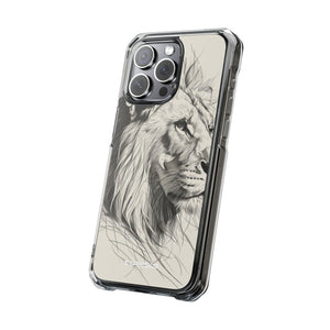 Majestätischer Linienlöwe – Handyhülle für iPhone (Clear Impact – Magnetisch)