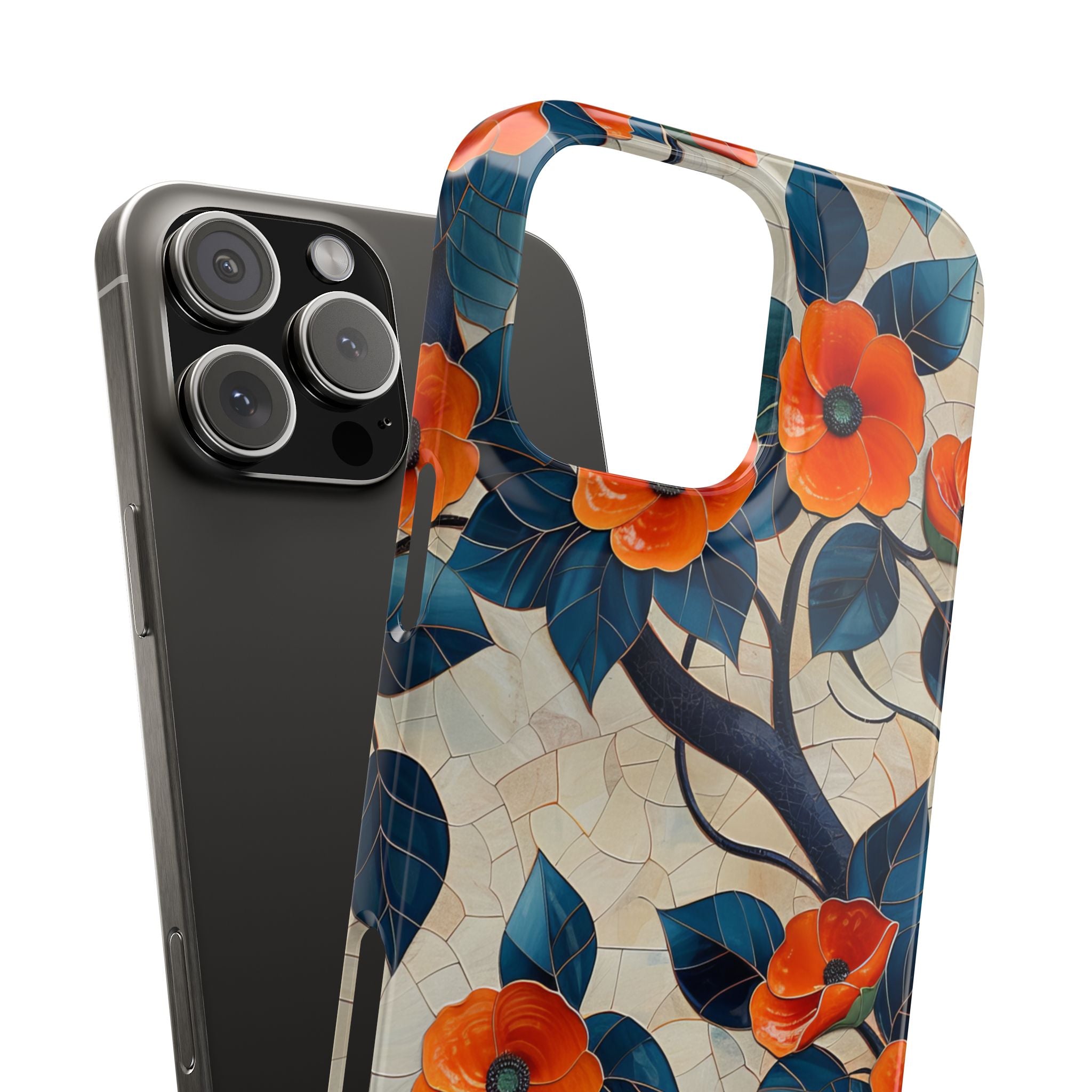 Orange Blossoms Mosaic Harmony iPhone 16 - Slim Phone Case