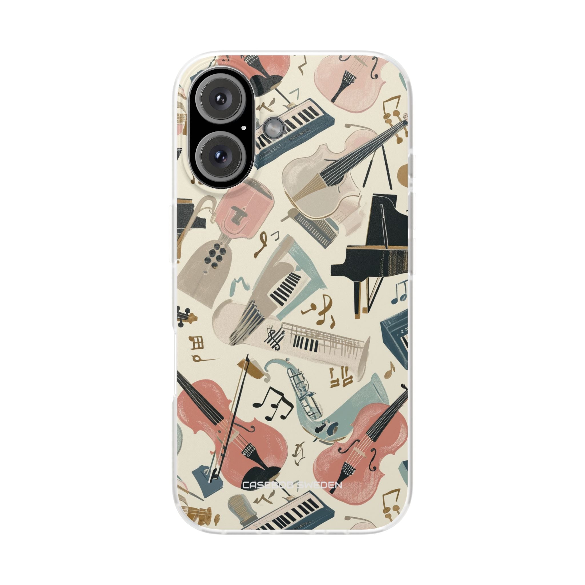 Beige Musical Instruments Pattern - Flexi iPhone 16 Phone Case