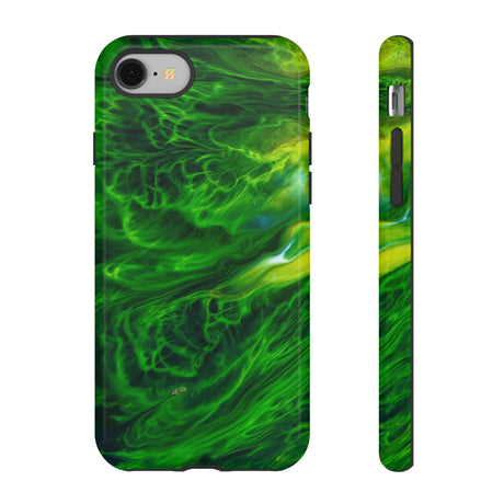 Neon Green Wave Ink Art iPhone Case (Protective) iPhone 8 Glossy Phone Case