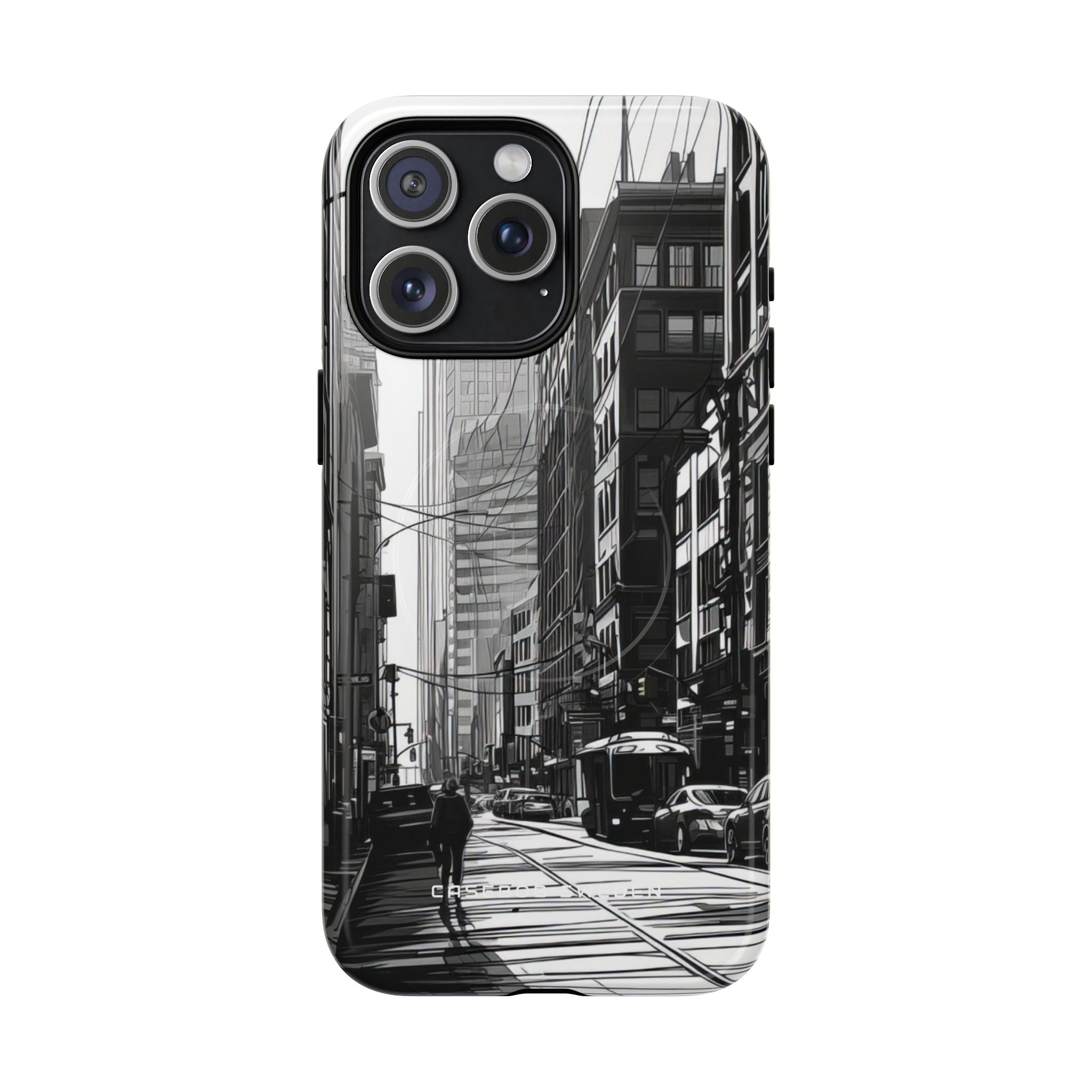 Urban Cityscape Line Perspective iPhone 15 | Tough+ Phone Case