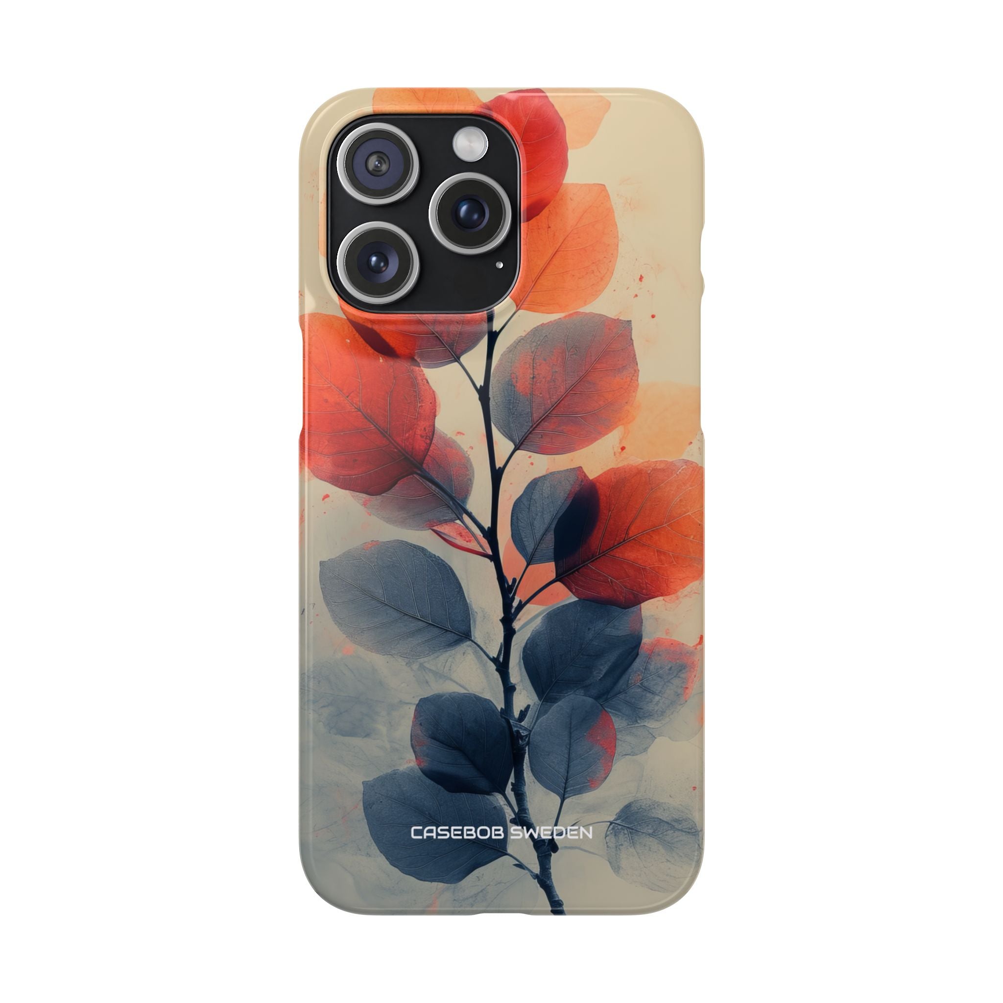 Orange Gray Leaves - Slim iPhone 15 Phone Case