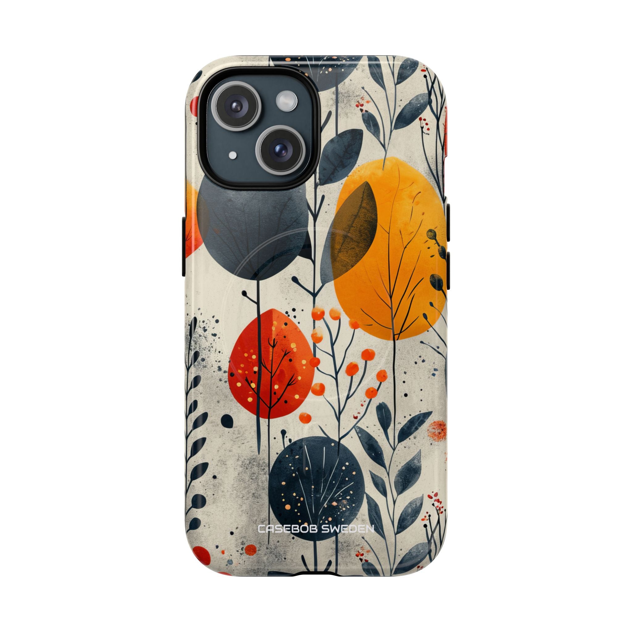 Modern Autumn Leaf Pattern - Tough + MagSafe® iPhone 15 Phone Case