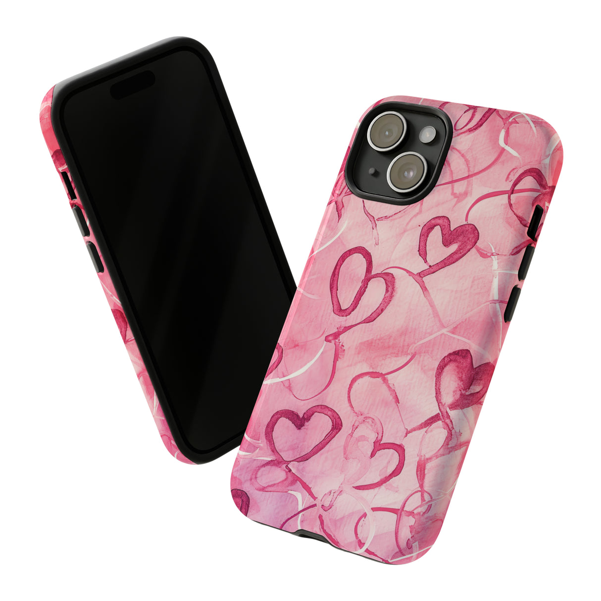 Intertwined Hearts & Cupid - Protective Phone Case