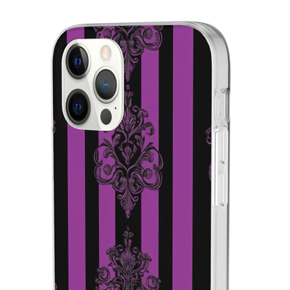 Gotische Eleganz mit vertikalen Streifen und Ornamentmotiven iPhone 12 - Flexi-Telefonhülle