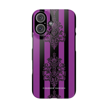 Gothic Elegance with Vertical Stripes and Ornamental Motifs iPhone 16 - Slim Phone Case