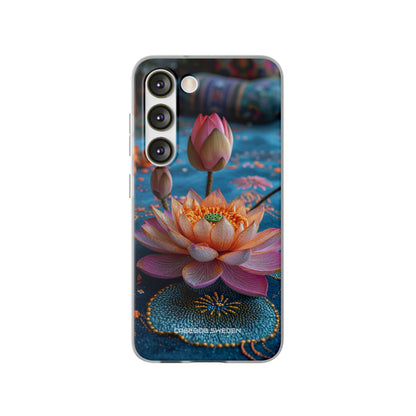 Vibrant Lotus Embroidery - Flexi Samsung S23 Phone Case