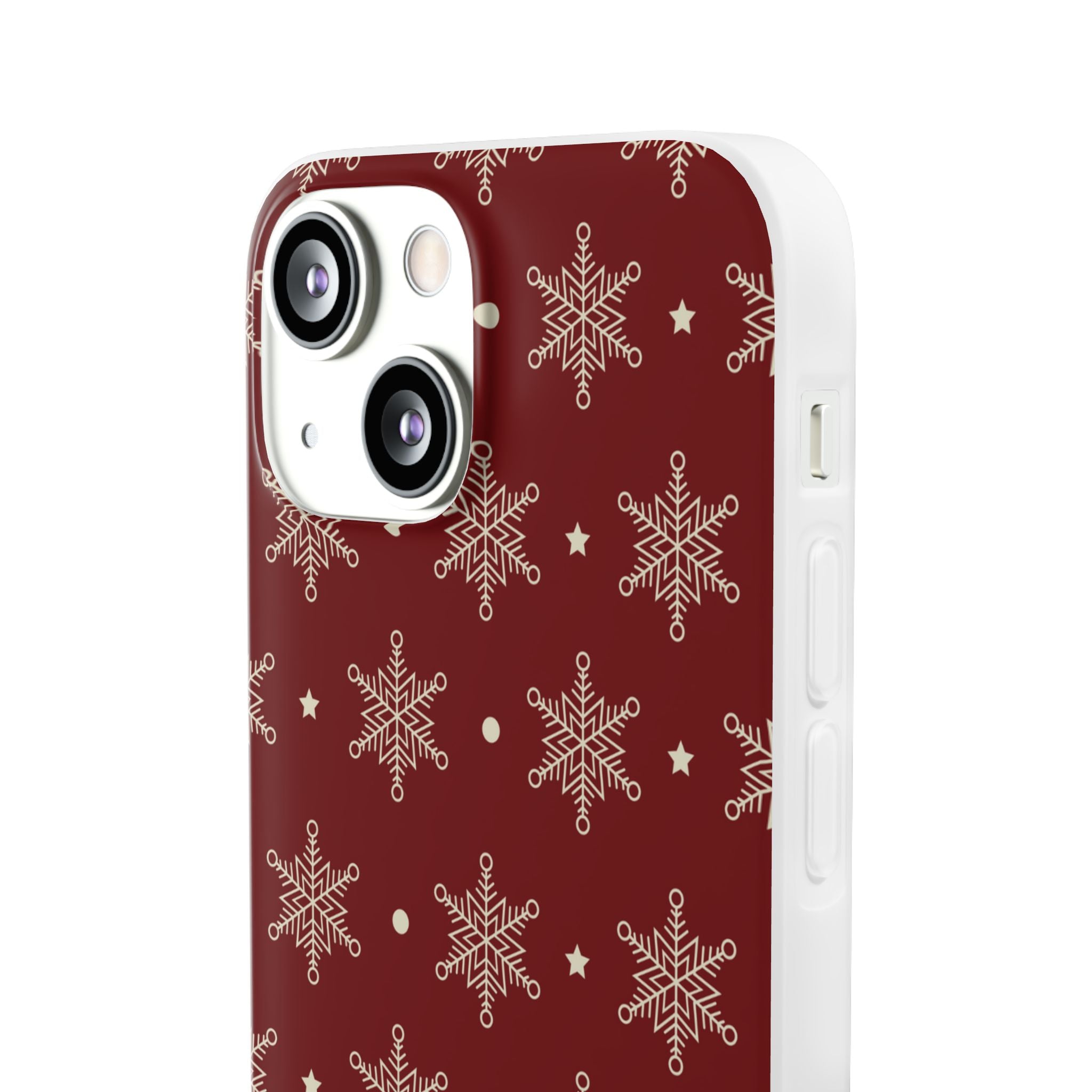 Cream Snowflake Crimson iPhone 13 mini Case - Soft
