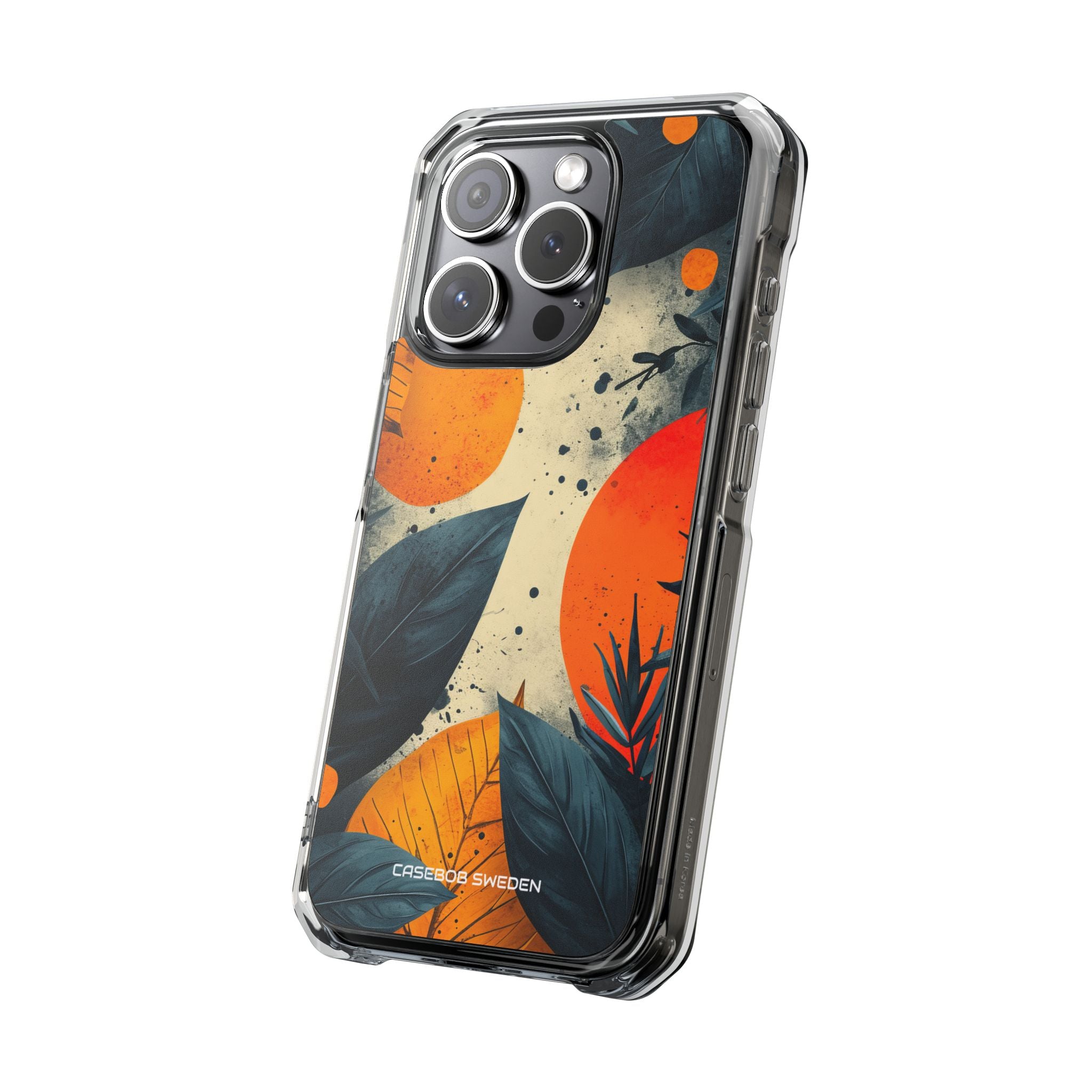 Tropical Blue Leaves - Clear Impact iPhone 15 Phone Case