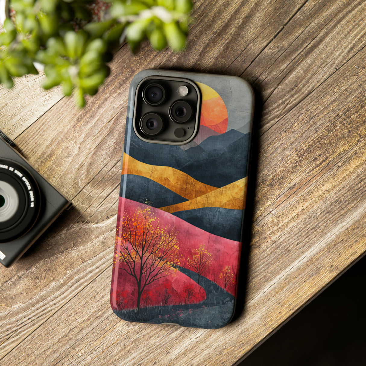 Nature's Geometry: Bright Sunset Mountain - Protective Phone Case