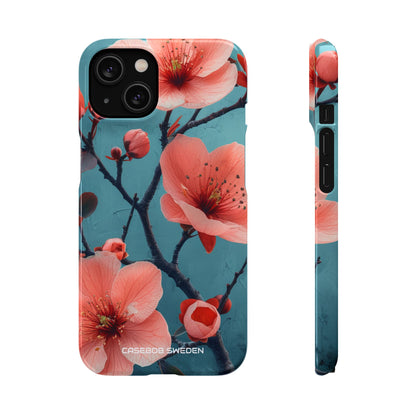 Teal Coral Blossom - Slim iPhone 14 Phone Case