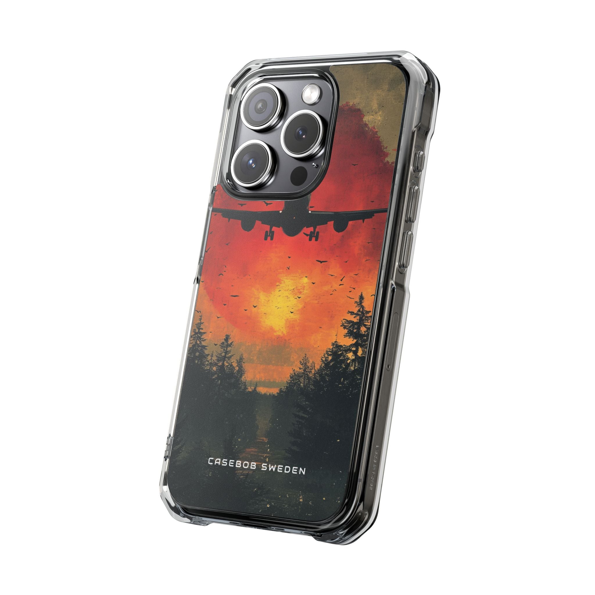 Vintage Sunset Airplane Silhouette iPhone 15 - Clear Impact Phone Case