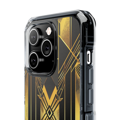 Golden Geometric Elegance iPhone 14 - Clear Impact Phone Case