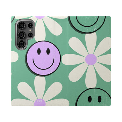 Smiley Daisy Glow - Samsung S23 Ultra Case - Wallet