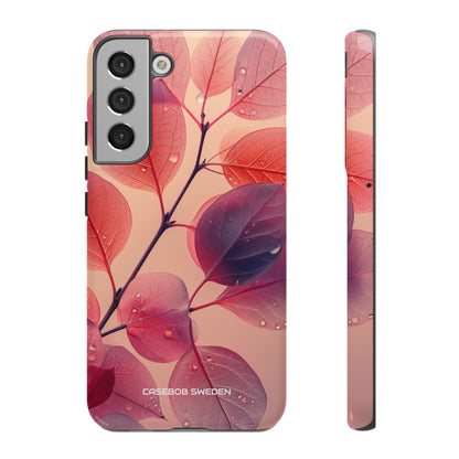 Pink Serenity Leaf Design - Tough Samsung S22 Phone Case