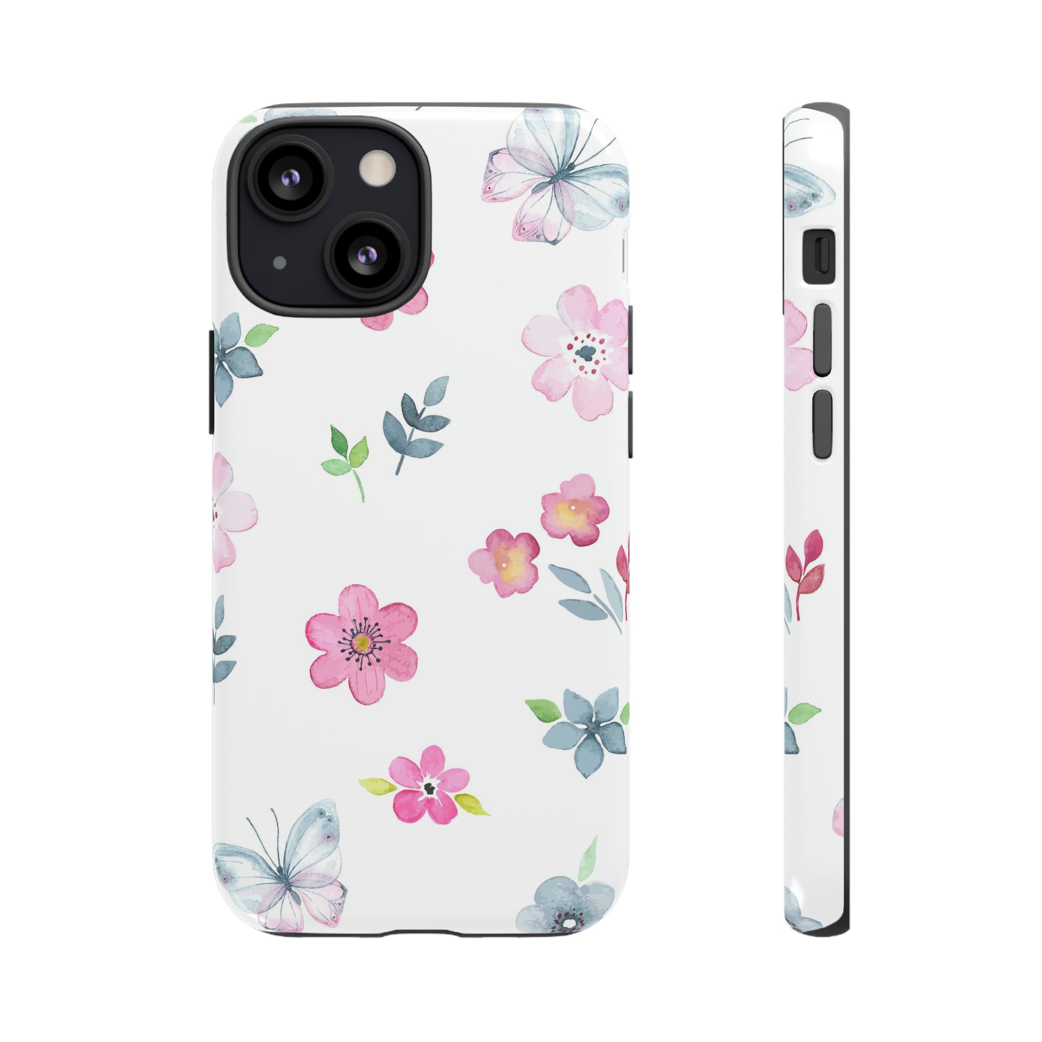 Vintage flowers and butterflies iPhone case - Protective Phone Case