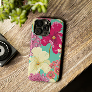 Colorful flowers in watercolor iPhone case (Protective) - Protective Phone Case