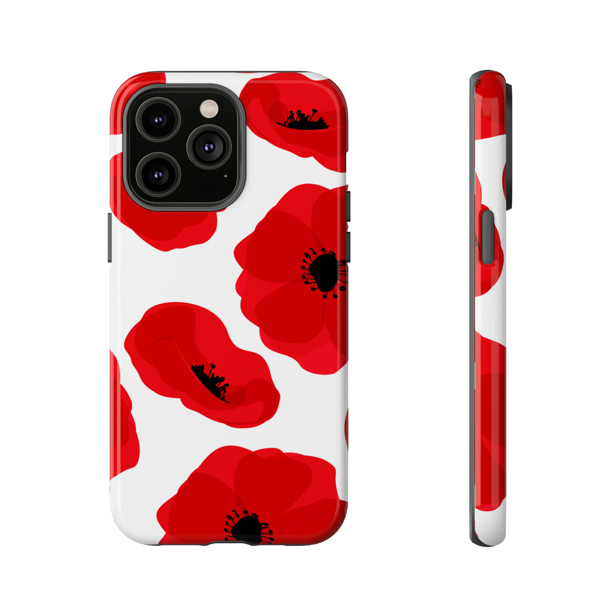 Red poppies on white iPhone case (Protective) - Protective Phone Case