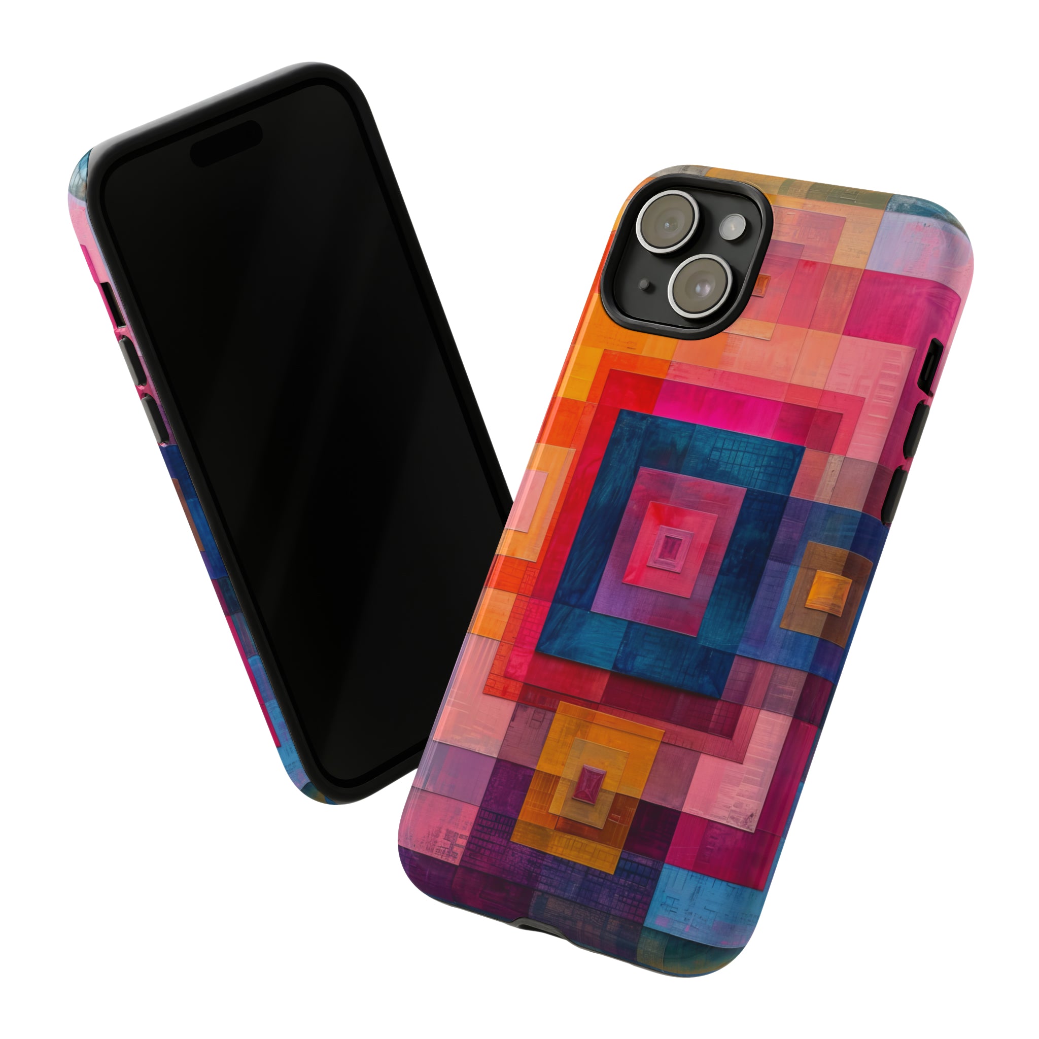 Center-Out Pastel Squares - Protective Phone Case