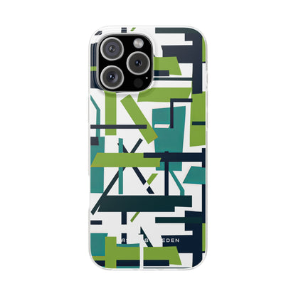 Green Geometry Glide iPhone 16 - Flexi Phone Case