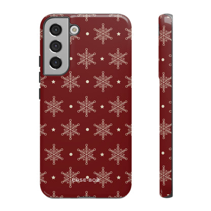 Cream Snowflake Crimson Samsung S22 Plus Case - Tough